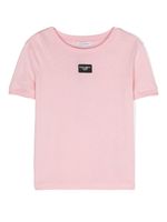 Dolce & Gabbana Kids t-shirt en coton à logo pailleté - Rose