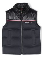 Moncler Enfant gilet zippé à logo imprimé - Bleu