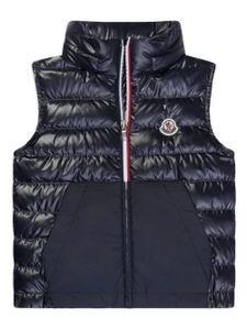 Moncler Enfant gilet matelassé à patch logo - Bleu