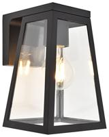 LUTEC Fia Led-buitenwandlamp op zonne-energie, wandlamp van aluminium in zwart, buitenlamp, klassieke buitenlamp, incl. lamp, schemeringssensor, AAN-UIT-schakelaar