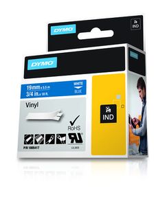 Labeltape DYMO IND RHINO 1805417 Vinyl Tapekleur: Blauw Tekstkleur:Wit 19 mm 5.5 m