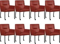 Set van 8 Rode leren moderne eetkamerstoelen Lucky - Vintage Leer Burgundy (rood leer) - thumbnail