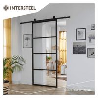 Intersteel DIY-schuifdeur Cubo zwart incl. transparant glas 2350x980x28mm + zwart ophangsysteem Basi - thumbnail