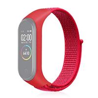 By Qubix - Nylon Geweven Bandje Compatible met Xiaomi Mi Band 3/4 / 5/6 / 7 - Wijnrood - Compatible Xiaomi bandje