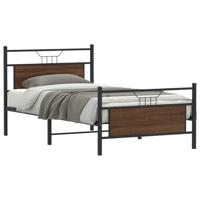 vidaXL Bedframe zonder matras bewerkt hout bruin eikenkleur 100x190 cm, slaapkamermeubilair, eenpersoonsbed, ledikant, bed, eenpersoonsbedframe