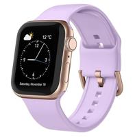 By Qubix - Soft siliconen bandje met gespsluiting - Lavendel - Compatible met Apple Watch 44mm / 45mm / 46mm / 49mm - Compatible Apple watch bandjes