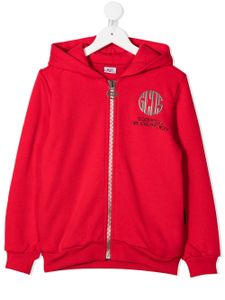 Gcds Kids hoodie zippé à logo imprimé - Rouge