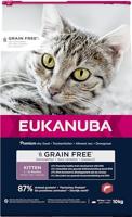 Eukanuba Junior kattenvoer, droog, graanvrij, premium droogvoer met veel zalm voor kitten, 10 kg