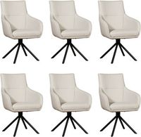 Set van 6 Crème leren industriële draaibare eetkamerstoelen Fancy - Toledo leer Misty (crème leer) - thumbnail