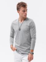 Heren effen longsleeve L136 - grijs gemêleerd, maat XXL