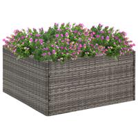 Plantenbak 80x80x40 cm poly rattan grijs - thumbnail