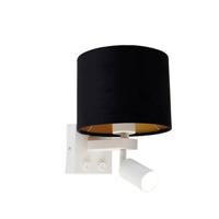 QAZQA Wandlamp wit met leeslamp en kap 18 cm zwart - Brescia - thumbnail