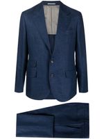 Brunello Cucinelli costume à veste à simple boutonnage - Bleu