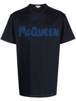 Alexander McQueen t-shirt en coton à logo imprimé - Bleu