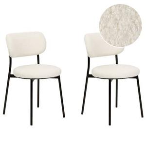 Beliani - CASEY - Eetkamerstoelen set van 2 - Off-white - Bouclé