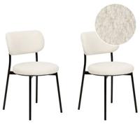 Beliani - CASEY - Eetkamerstoelen set van 2 - Off-white - Bouclé