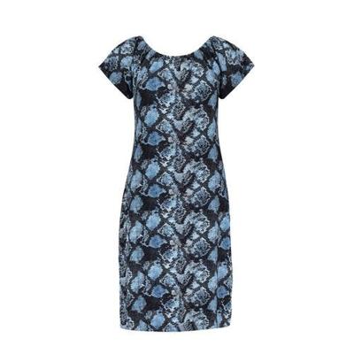 Geisha off shoulder jurk May met slangenprint blauw/zwart