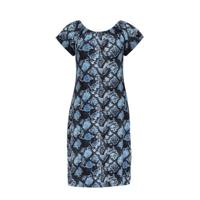 Geisha off shoulder jurk May met slangenprint blauw/zwart