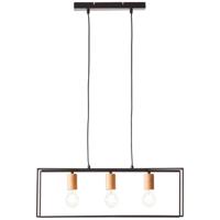 Brilliant Hanglamp Arica 3-lichts zwart met hout 92747/76 - thumbnail