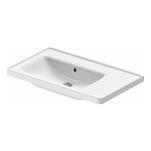 Wastafel Duravit D-Neo Rand Overloop Kraanvlak 1 Kraangat 80 cm Hoogglans Wit Links Duravit