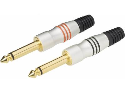 TRU COMPONENTS Jackplug 6.35 mm Stekker, recht Aantal polen: 2 Mono Zilver 4 stuk(s)