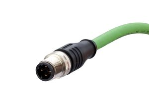 Metz Connect 142M1D10100 M12 Netwerkkabel, patchkabel CAT 5e SF/FTP 10.00 m Groen PUR-mantel, Zuurbestendig, Ozonbestendig, UV-bestendig, Geschikt voor