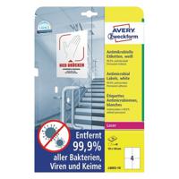 Avery-Zweckform L8003-10 Antimicrobiële etiketten 105 x 148 mm Polyester folie Wit 40 stuk(s) Permanent hechtend 10 vel