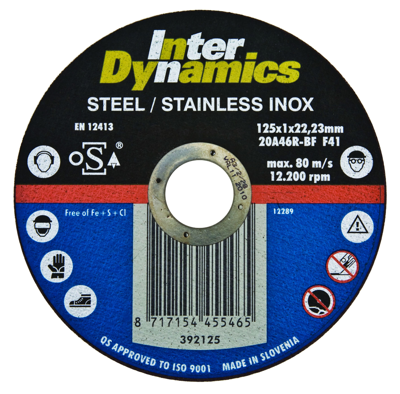 InterDynamics Doorslijpschijf 115 x 22,23 x 1mm RVS inox - 25 stuks InterDynamics Doorslijpschijf 115 x 22,23 x 1mm RVS inox - 25 stuks