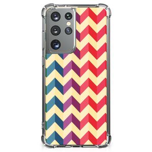 Samsung Galaxy S21 Ultra Doorzichtige Silicone Hoesje Zigzag Multi Color