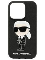 Karl Lagerfeld coque d'iPhone 14 Pro à logo embossé - Noir