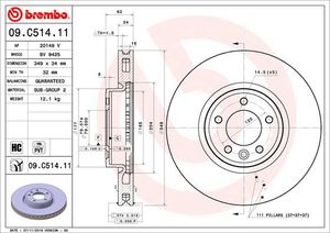 Remschijf BREMBO, Remschijftype: Binnen geventileerd, u.a. für Land Rover