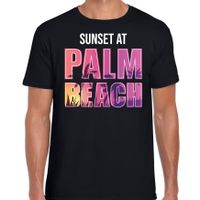 Sunset beach t-shirt / shirt Sunset at Palm Beach zwart voor heren - thumbnail