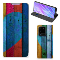 Samsung Galaxy S20 Ultra Book Wallet Case Wood Heart - Cadeau voor je Vriend - thumbnail