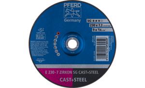 PFERD 62223628 E 230-7 ZIRKON SG CAST+STEEL Afbraamschijf gebogen Diameter 230 mm Boordiameter 22.23 mm Grijs/grauw sferoïdisch gietijzer, Staal, Gegoten staal