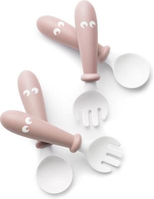 BabyBjörn Babylepel en Vork, 4-delig Pastelroze