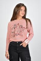 Golden Goose t-shirt lange mouw gestreept met borduursel en print rood - thumbnail