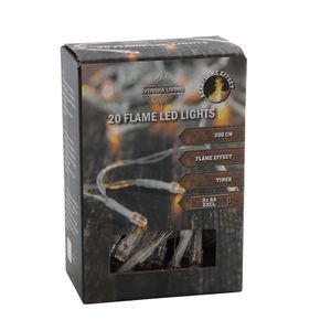 Kerstverlichting warm wit met vlam effect 20 lampjes 200 cm lichtsnoer met timer   -