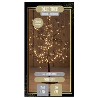 Lichtboom - zwart - 60 cm - metaal - 240 led lichtjes - warm wit - verlichte kerstboom