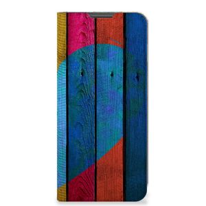 Motorola Moto G22 Book Wallet Case Wood Heart - Cadeau voor je Vriend