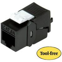 ROLINE Keystone Jack, Cat. 6a, RJ-45, unshielded, toolless, SLIM, black Zwart - thumbnail