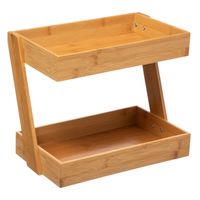 Keukenrek/opbergrek/aanrecht organizer - 32 x 23 x 26 cm - bamboe hout - thumbnail