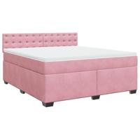 vidaXL Boxspring met matras fluweel roze 180x200 cm