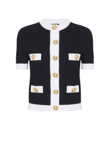 Balmain cardigan crop à manches courtes - Noir