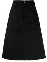 Rick Owens distressed-finish knee-length denim skirt - Noir