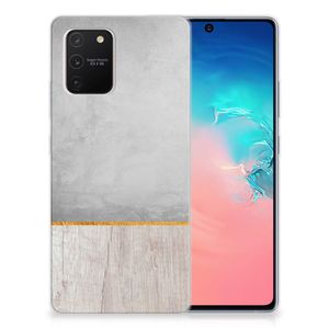 Samsung Galaxy S10 Lite Bumper Hoesje Wood Concrete