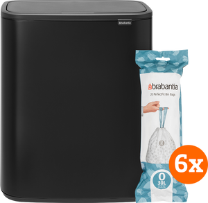 Brabantia Bo Touch Bin 2 x 30 Liter Matt Black + Vuilniszakken (120 stuks)