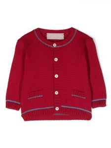 La Stupenderia cardigan en mérinos à bords contrastants - Rouge