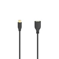 Hama USB C-kabel – OTG (USB 2.0, 480 Mbit/s, verguld, smal, 0,15 m) zwart