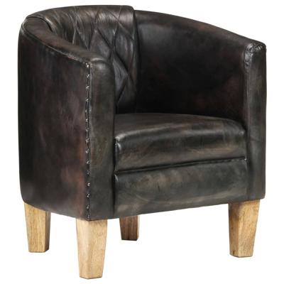 Vidaxl Kuipstoel Echt Leer Verweerd Grijs