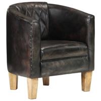 Vidaxl Kuipstoel Echt Leer Verweerd Grijs